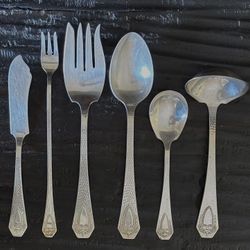 1847 Rogers Bros, Heraldic, Hammered, Silver plate, Serving Set