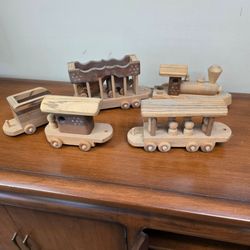 Antique Wooden Circus Train Set
