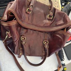 Timmari Italian Leather Travel Duffel Bag Mocha