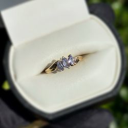 Jewelry 10k solid yellow gold purpurite stones 0.40CTW ring size 6.00