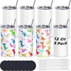 2 Cups Draheri 12 Oz Sublimation Tumblers Blanks Bulk, Sublimation Cups For Kid With Straw And Brush, Stainless Steel Double Wall Insulated Mugs, Indi