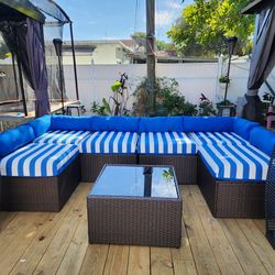 outdoor wicker sectional 7pcs sofa with table