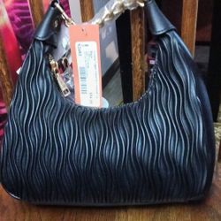 Pixie Mood Crescent Crossbody Bag, Black Pleated 