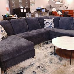 PH💥$49 Down Payment for financing 👉Albar Place Navy Blue Double Chaise Sectional Couch