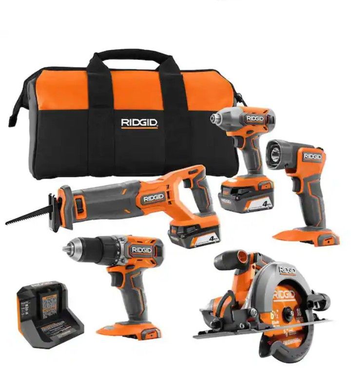 RIDGID 5-Tool Combo Pack Power Tool Set !!!!BRAND NEW!!!!