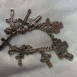 Sterling Silver Cross Charm Bracelet