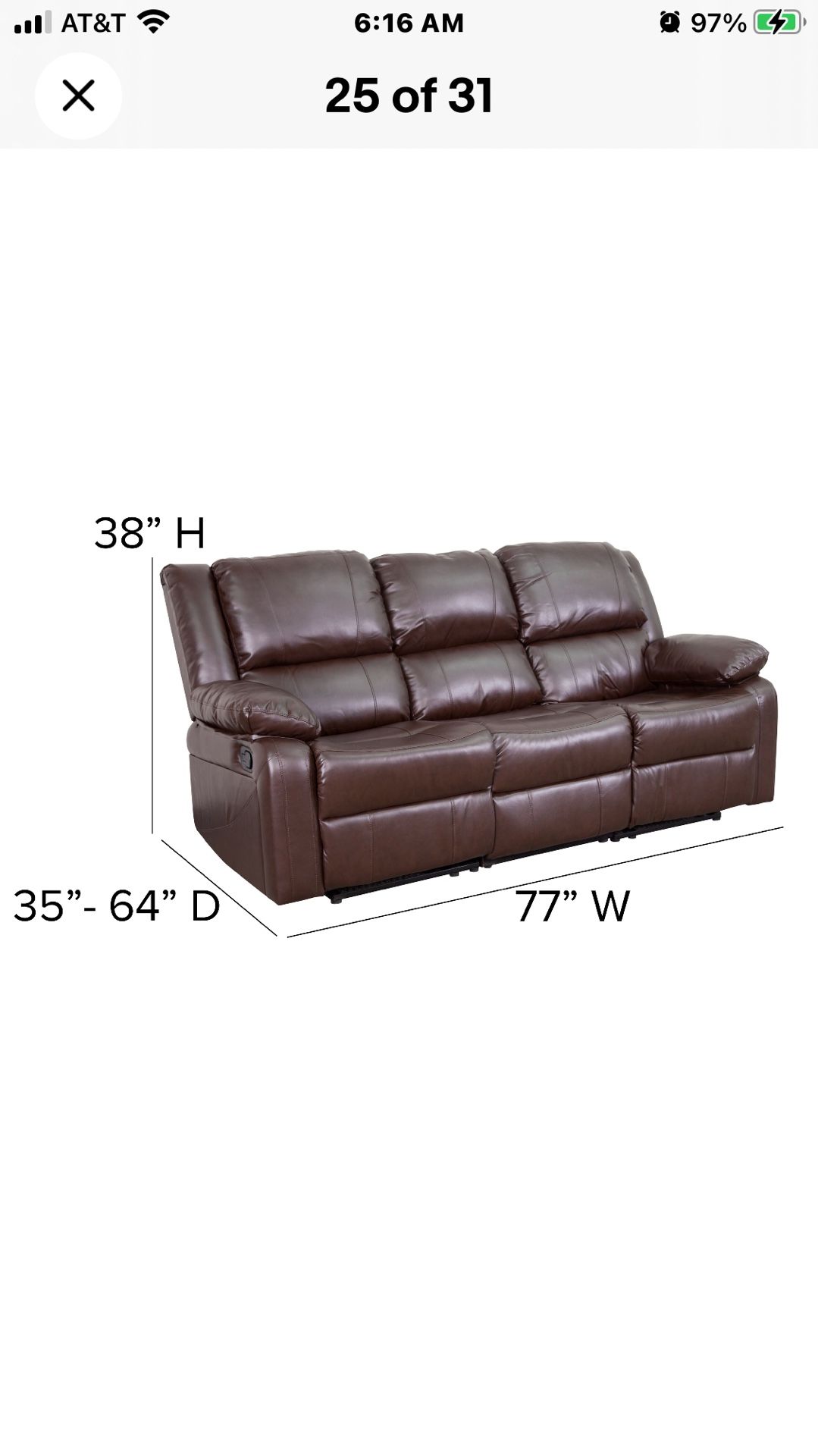 Recliner Sofa  $125