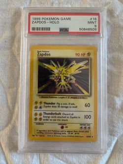 1999 POKEMON BASE SET ZAPDOS #16/102 WOTC HOLO RARE PSA 9