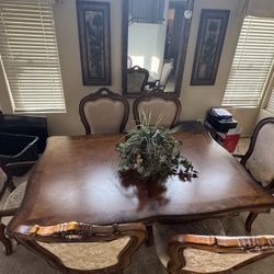 Dining Room Table With China Cabinet, And Wall Mirror 
