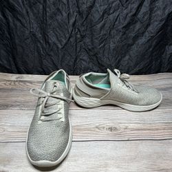 Skechers You Inspire Womens Size 6.5 Shoes Beige Slip On Comfort Walking Sneaker