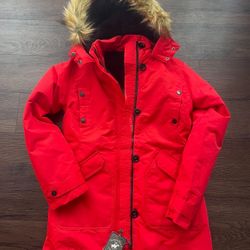 New Winter Jacket - Long Length Quilted Bubble Puffer Parka - Heavyweight Weather Resistant Coat, size M, runs smaller