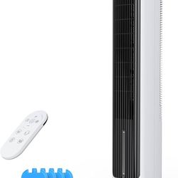 41" Evaporative Cooler with 3 Speeds, 5 Modes, Remote, 80° Oscillation Swamp Cooler with 12H Timer, Bladeless Tower Fan Cooling Fan for Bedroom Office