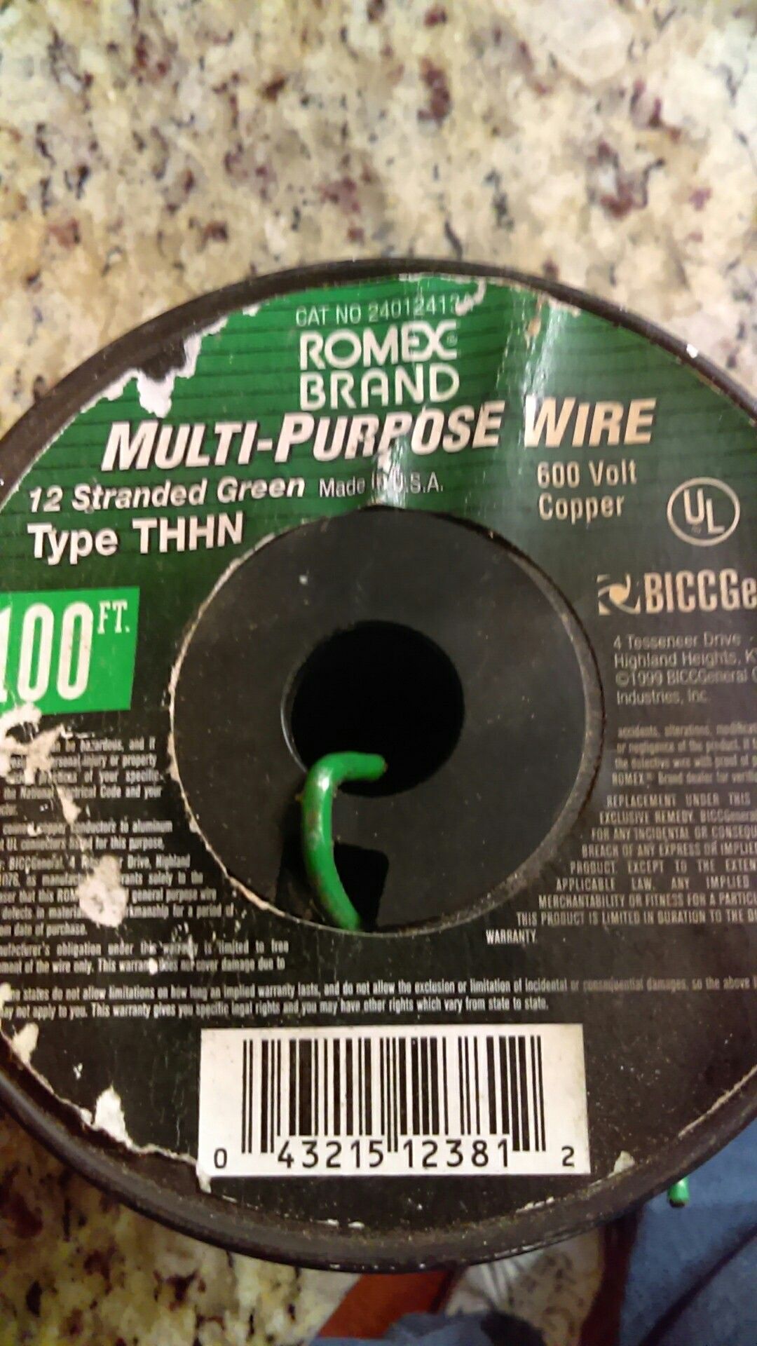 Romex 600 v. 50 ft In reel