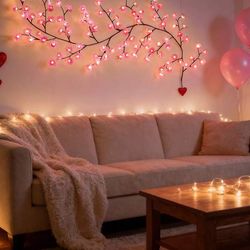 86.61-Inch Soft Glow Flower Vine Light, Featuring 144 Built-In LEDs Powered By USB. Choose From Rose, Cherry Blossom, Or Peach Blossom Designs To Effo
