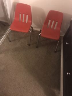 2 old school red little kids school chair steel legs very solid