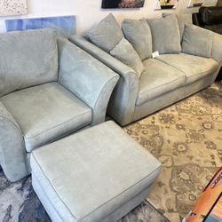 Klaussner Couch And Oversized Chair With Ottoman 