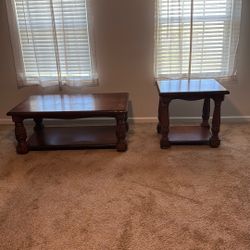 Wood Coffee Table And End Table