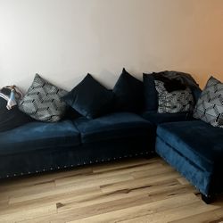 Blue Suede Sectional 