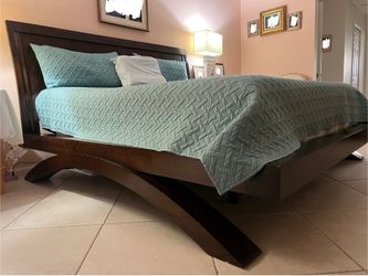 King Bed Frame – Dark Wood Modern Platform Style