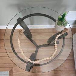 Glass coffee table, 2 side tables, and sofa/console table. Total of 4 pieces. 