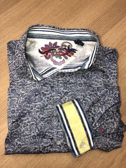 Robert Graham 2XL Big & Tall Striped Men’s Shirt Purple Yellow Blue Xxl