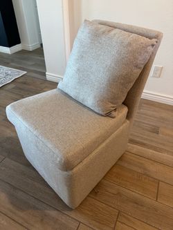 Mara 2 modern grey upholstered armless chair with wheels