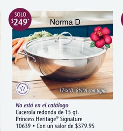 Cacerola Honda de 15 qts clásica de acero inoxidable nueva en su caja 🌺 princess house 🌺