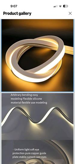 DZJJHK1010 Silicone LED Strip Lights, Front-Emitting, 9 Ft) ， 24V Low Voltage, 3000K Warm White, Flexible Waterproof for Home Decoration, 