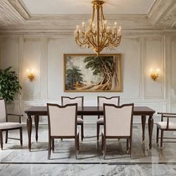 Elegant Dining Table Set With 6 Chairs