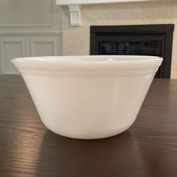 Vintage Federal Glass White Mixing Bowl 9" Diameter Oven Ware Milk Glass USA 