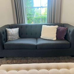 Set of 2 Modern Tufted Gray Sofas – 86” Wide