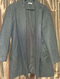 Gray Wool-Blend Overcoat with Lining