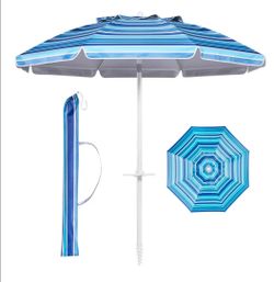 New 7ft beach umbrella with carrybag and built in flip down handles