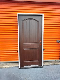 Masonite 36-in x 80-in x 4-9/16-in Fiberglass Left-hand inswing Chocolate Painted Prehung Residential Insulating