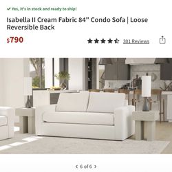 isabella condo sofa cream 