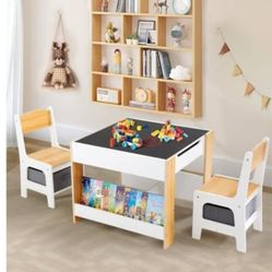 Brand New In Unopened Box Kids Desk With Chairs And Storage As Seen As Picture