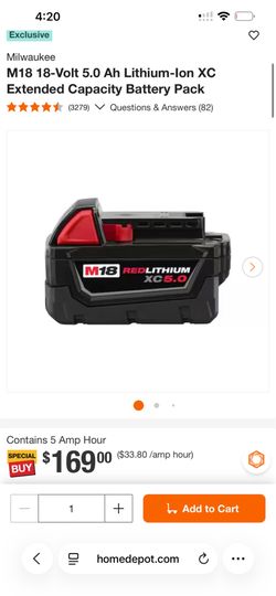 Four m18 Milwaukee battery’s and charger