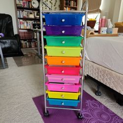 10 Drawer Rolling Cart Rainbow color 