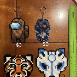 perler beads keychains/figures