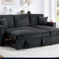 ✅️✅️ Black   Convertible Sectional W/ Cup Holder & W/ USB Port✅️✅️