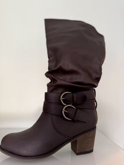 Journee Collection Buckle Boots – BROWN Moto Style