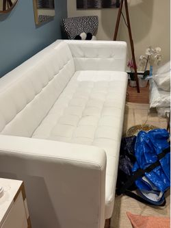 White Faux Leather Sofa