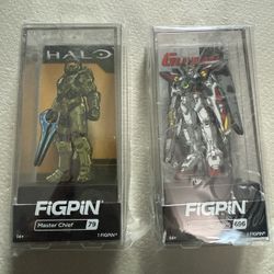 FiGPiN Mobile Suit Gundam Wing/Halo - Wing Gundam Zero #696/Master Chief #79 NEW SELL/TRADE