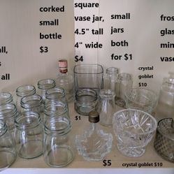 $1 To $10 Each, mini small accent jars decorative centerpiece bottles glass bud flower vases crystal incense holder