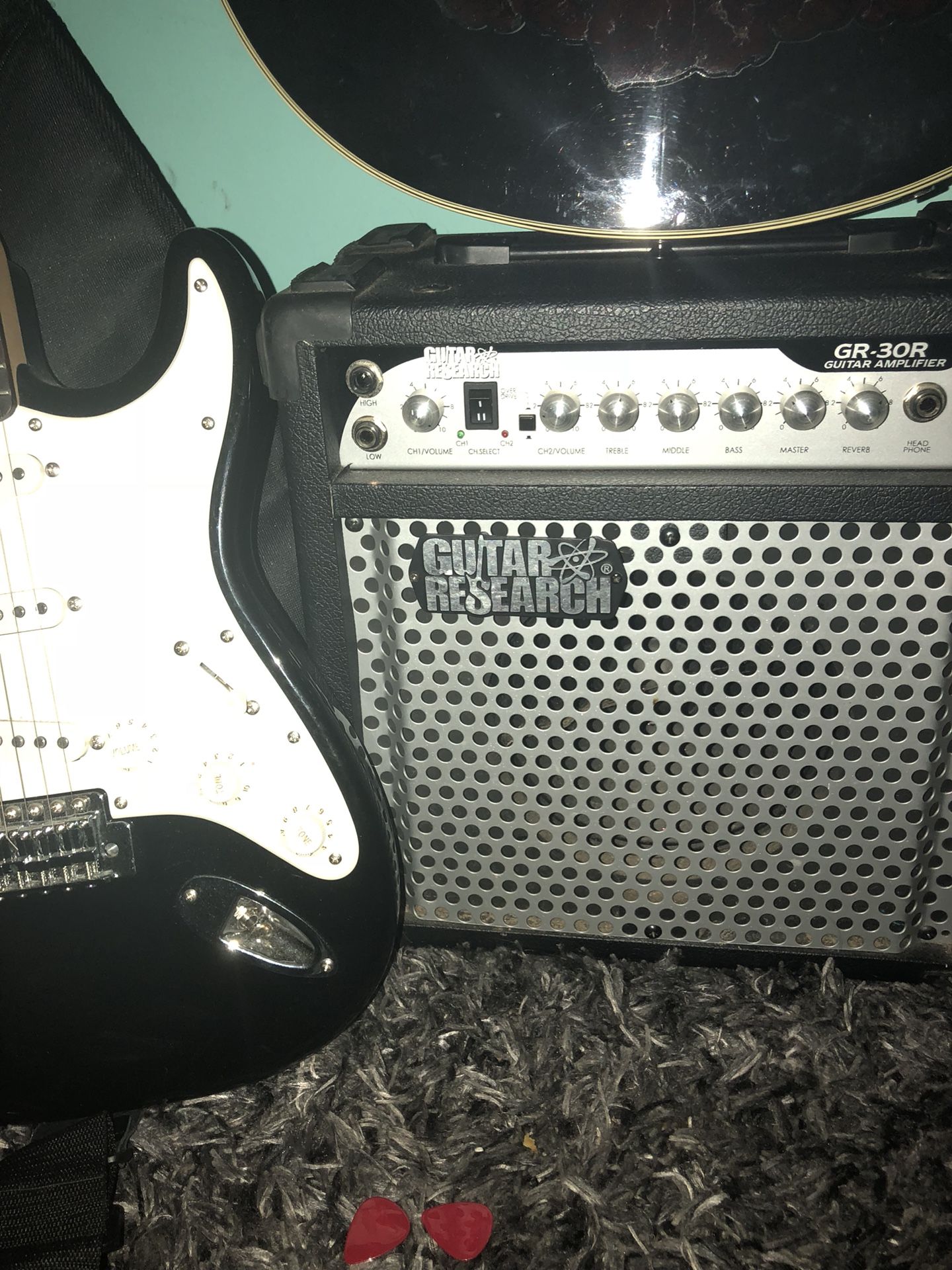 electric guitar and amp