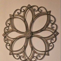 Two Beautiful Heavy Wrought Iron Flowers, Wall Decor. -   Dimensions-28 Inches