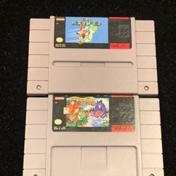 Super Nintendo SNES Super Mario World 1 And 2: Yoshi's Island Game Cartridges