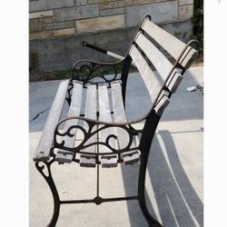 Antique Wooden and Metal Bench