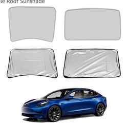Tesl'a Model 3 Sunshade Roof, Years: 2017 2018 2019 2020 2021 2022 2023, Nano Ice-Crystal Design, Super Heat Insulation Protection, Blocks UV, Keep Co