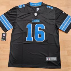 Jared Goff Detroit Lions Black With Blue Jersey 